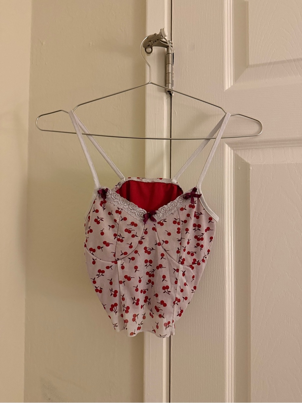Girls White and Red Cherry Print